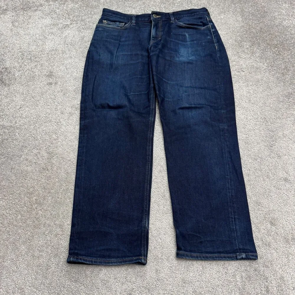 Banana Republic Traveler Straight Leg Denim Jeans Mens 34x30 Dark Wash Stretch